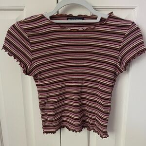NWOT Brandy Melville lettuce hem stripe tee shirt